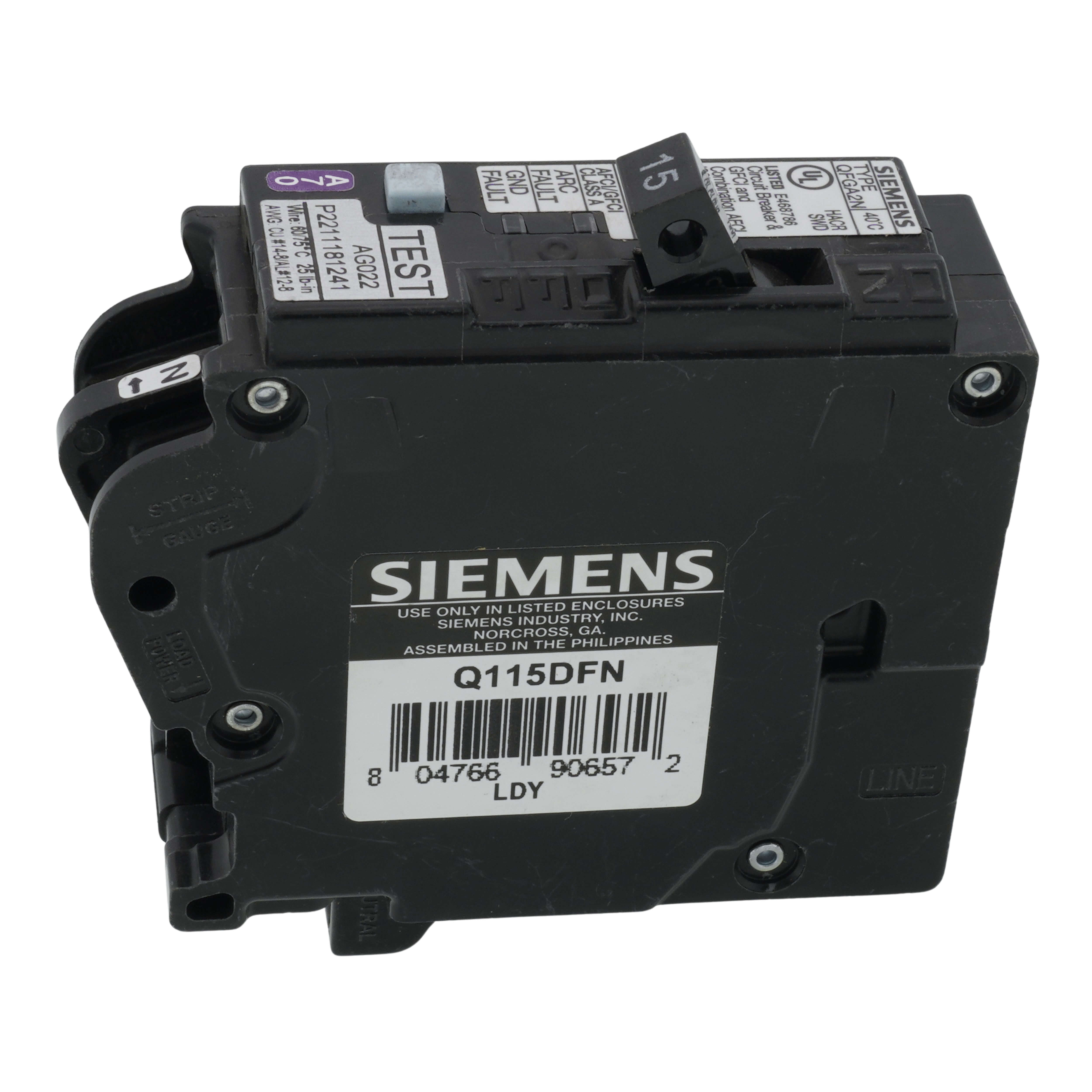 10 Pack Siemens Q115DFN 15A 120V Dual Function AFCI/GFCI Circuit Breakers – Plug-On Neutral