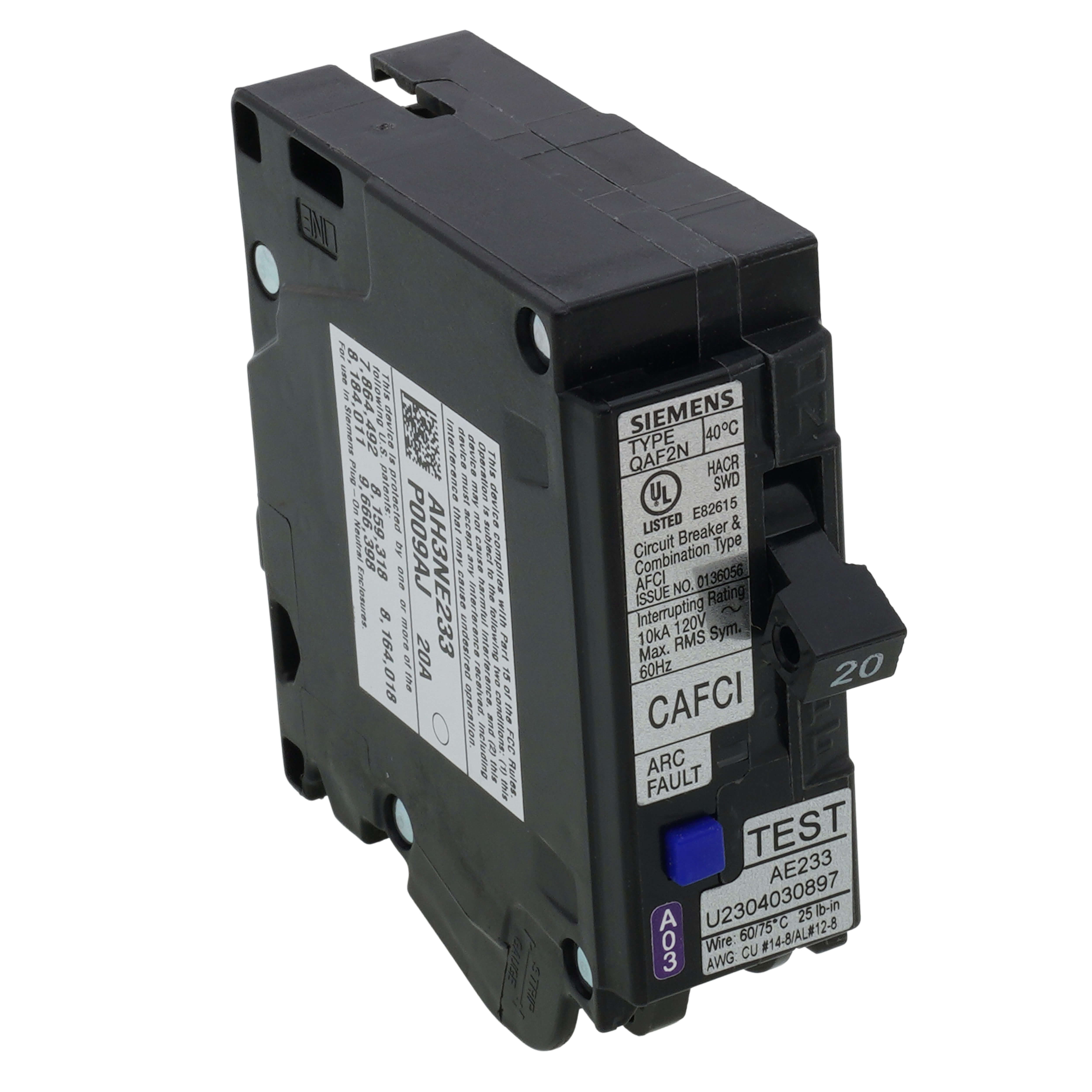 QA120AFCN - Siemens QA120AFCN - 1-Pole Combination Type Arc-Fault