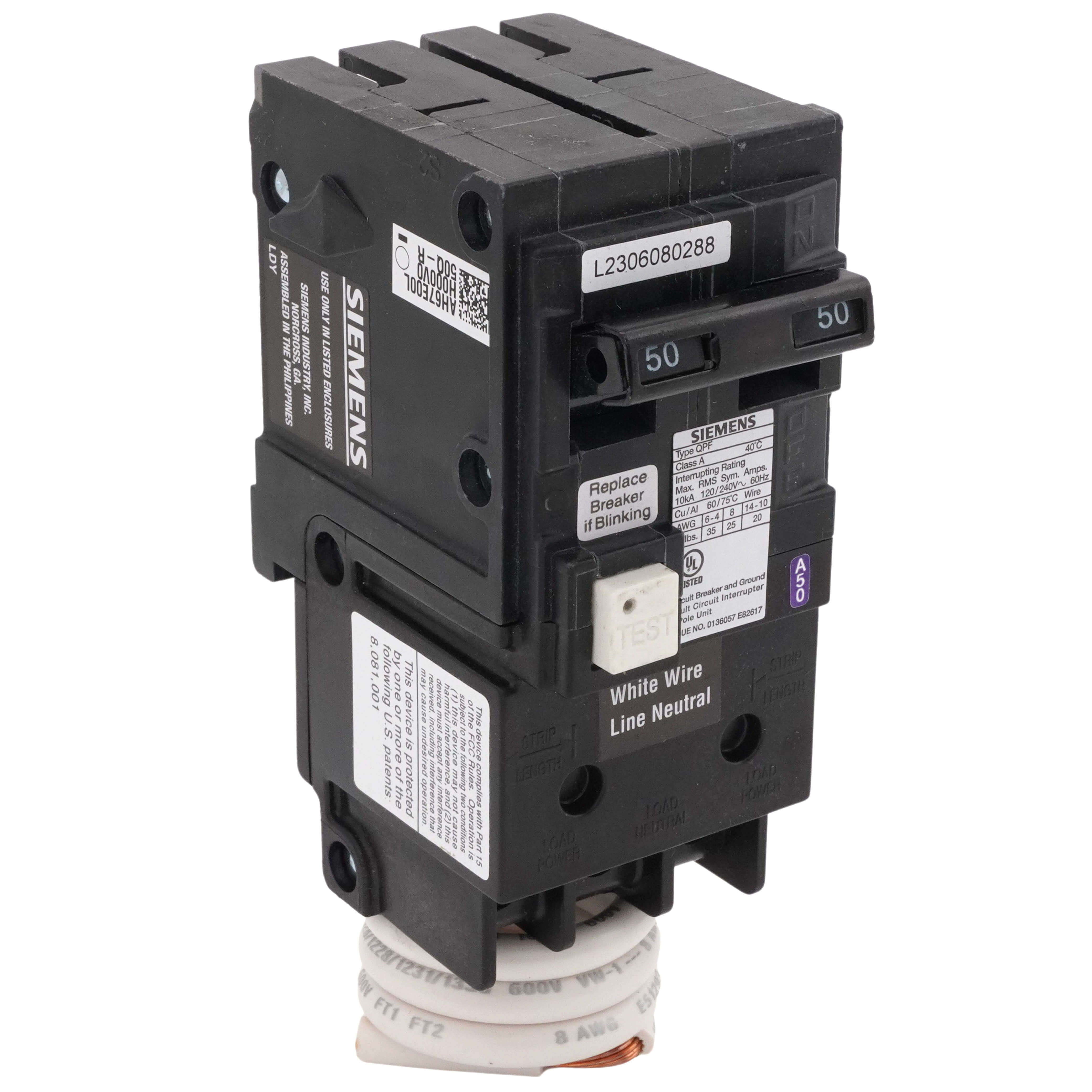 Siemens 50 Amp Gfci Breaker Siemens ITE Q250 2 Pole Circuit Breaker 50A ...