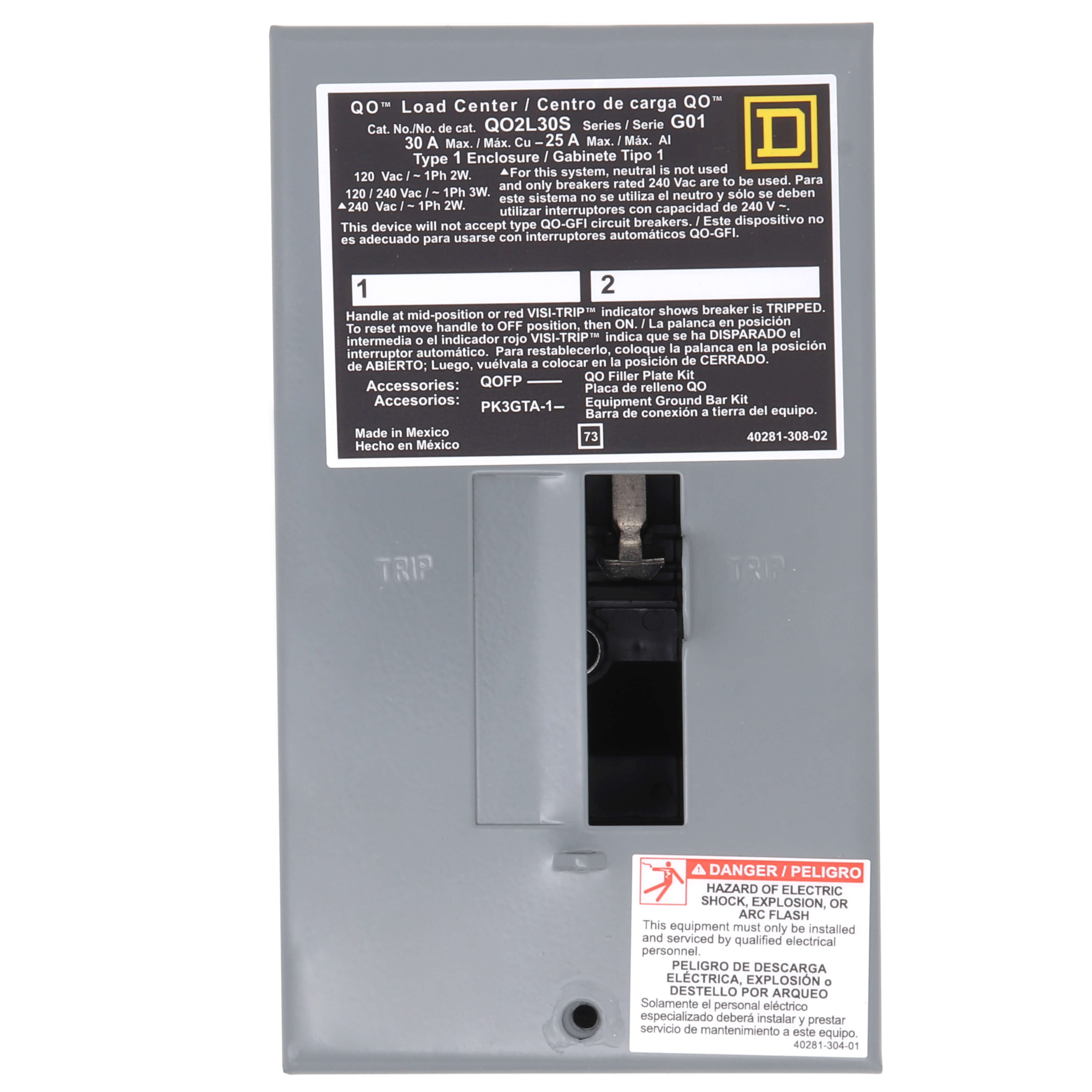 QO2L30S - Square D QO2L30S - QO 2 Circuit Indoor Main Lug Load