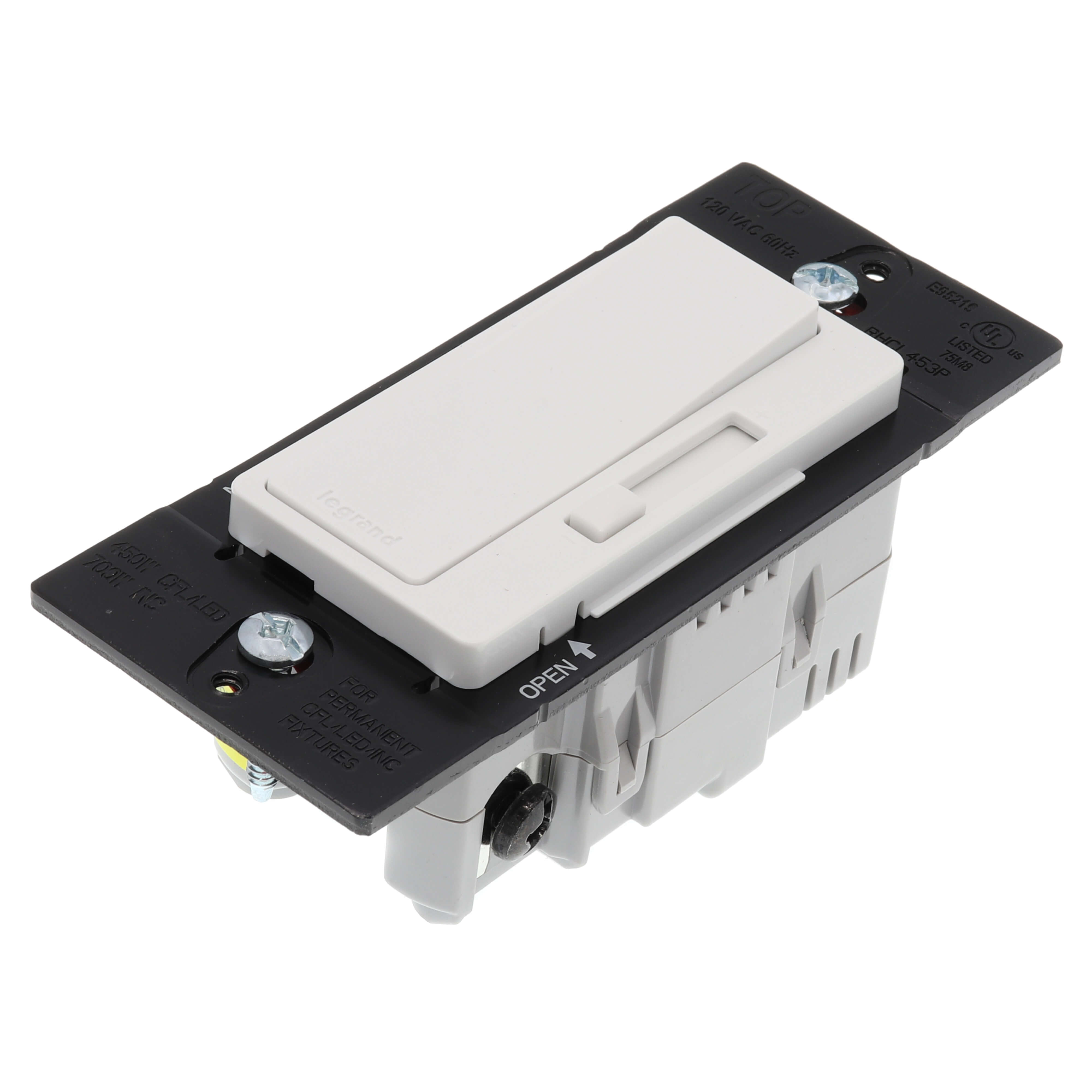 PASS & SEYMOUR Dimmer Für Kompaktleuchtstofflampen & LEDs – 3-Wege, Einpolig, 450 Watt, Mit Austauschbarem Zifferblatt (versch. Farben)