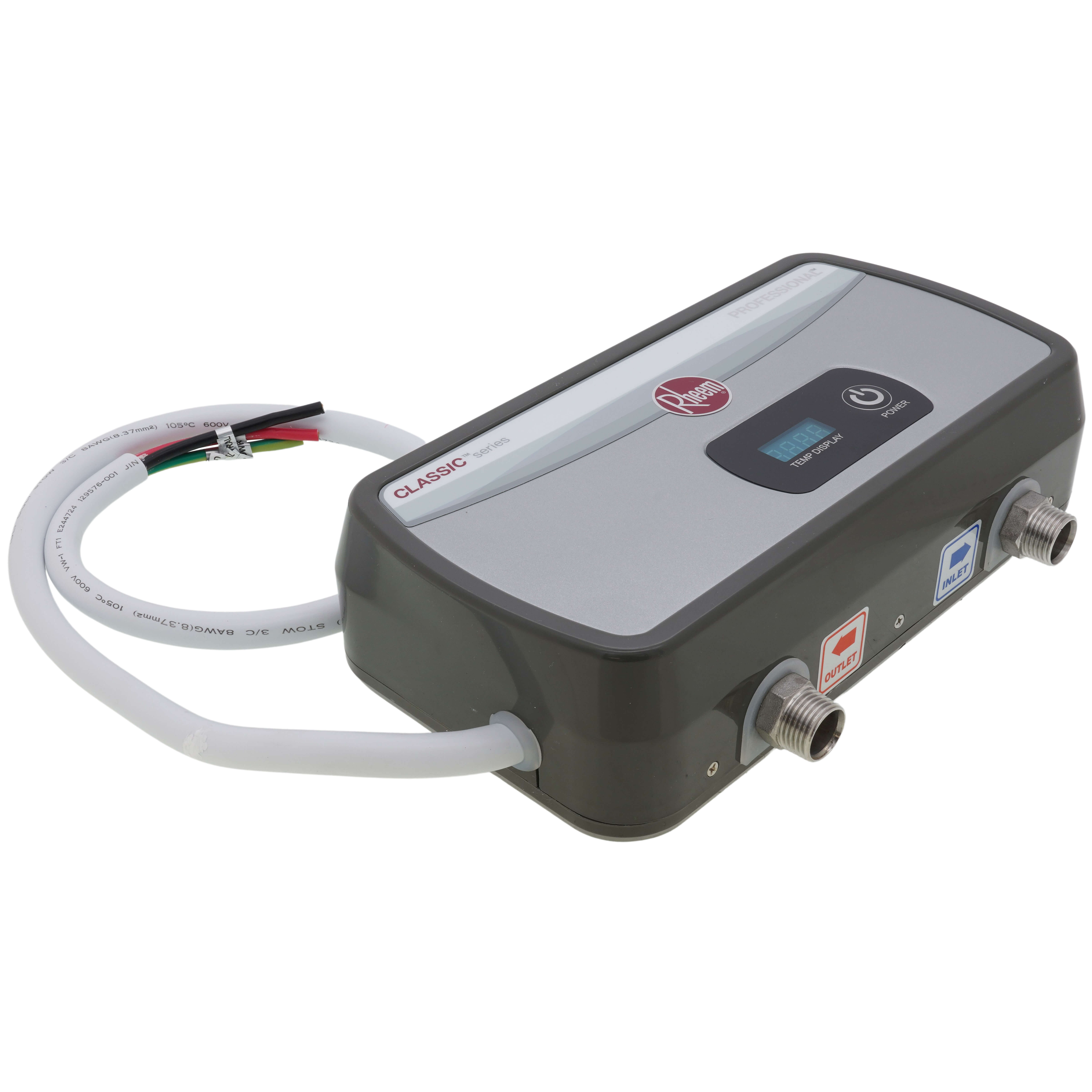 RTEX-04 - Rheem RTEX-04 - 3.5 kW Indoor Tankless Electric Water Heater w/  1/2 NPT Connections u0026 Digital Temp. Display