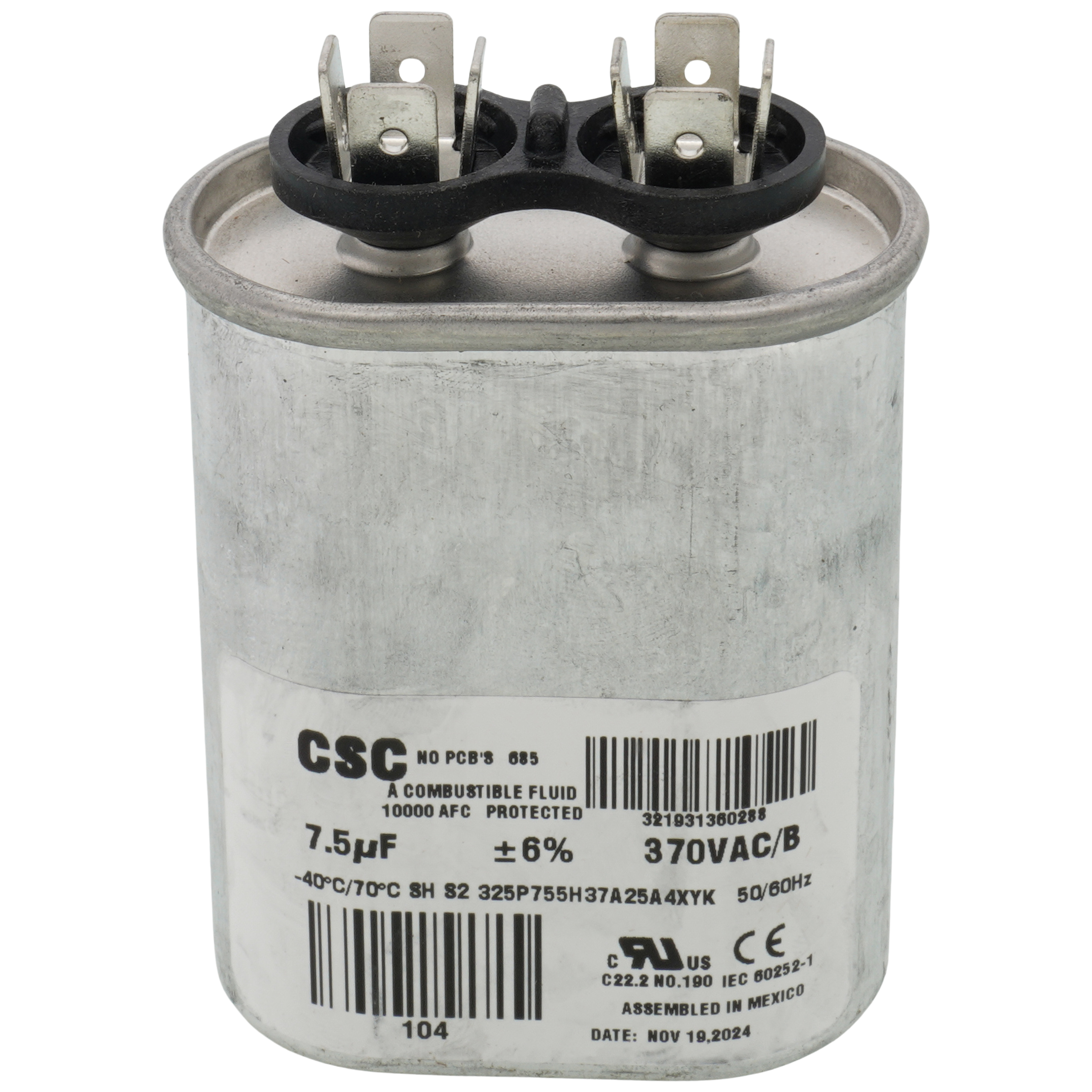 セルマン S1-02420045700 - York S1-02420045700 - 7.5 MFD Oval Run Capacitor