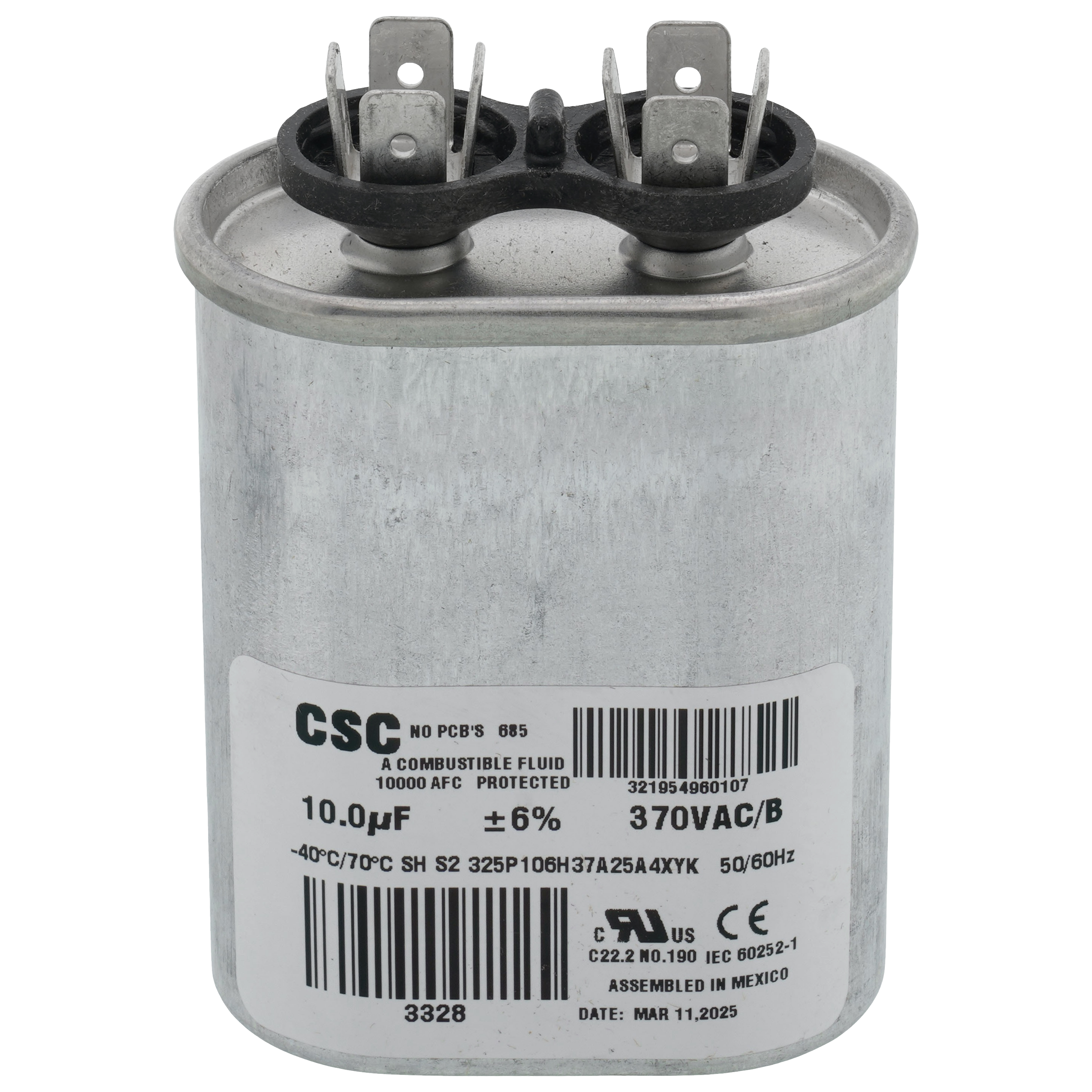☆Y12☆ S1-02420046700 - York S1-02420046700 - 10 MFD Oval Run Capacitor