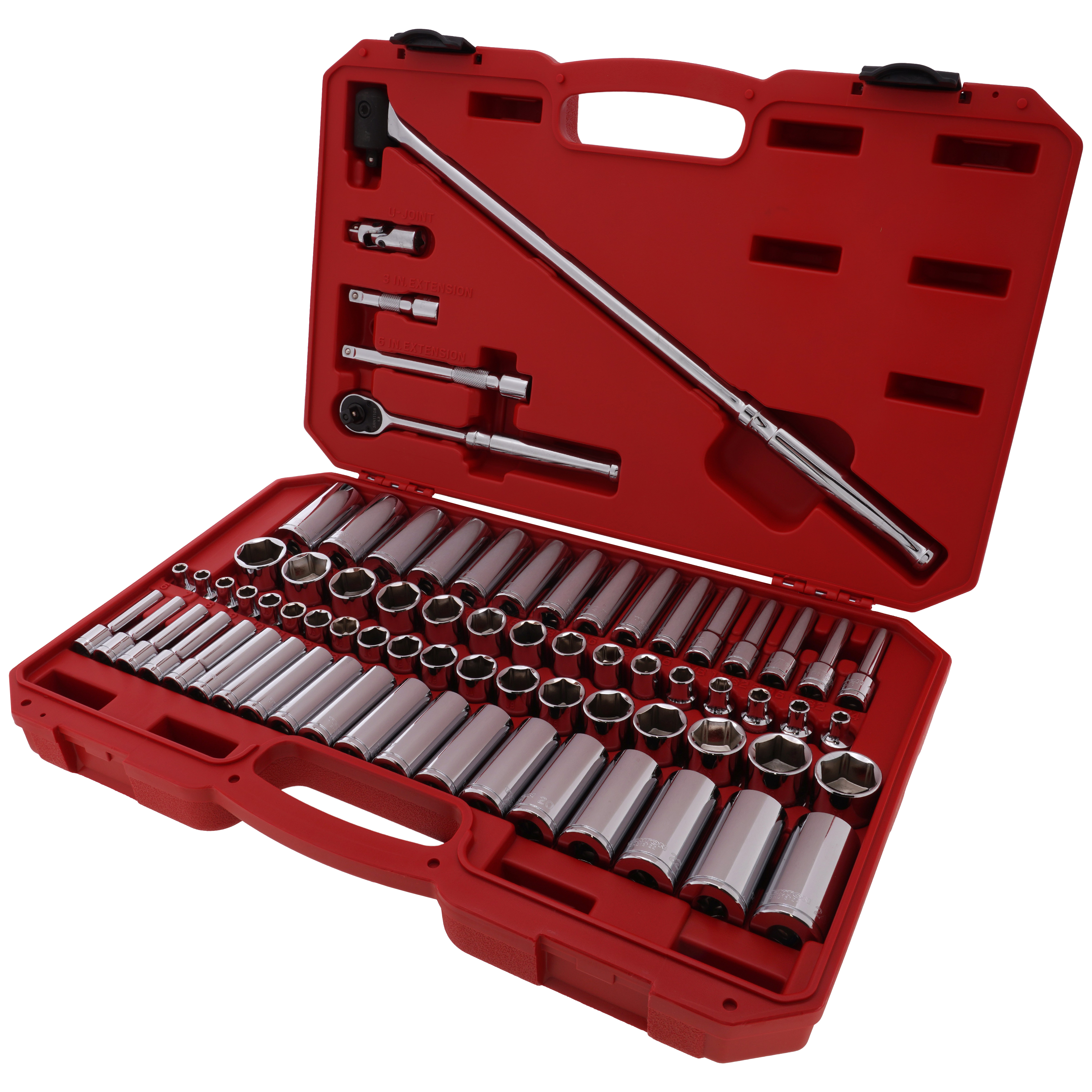 TEKTON 73-Piece 3/8 Inch Drive 12-Point Socket Set With Ratchet & Case – 1/4 To 1 In, 6-24 Mm