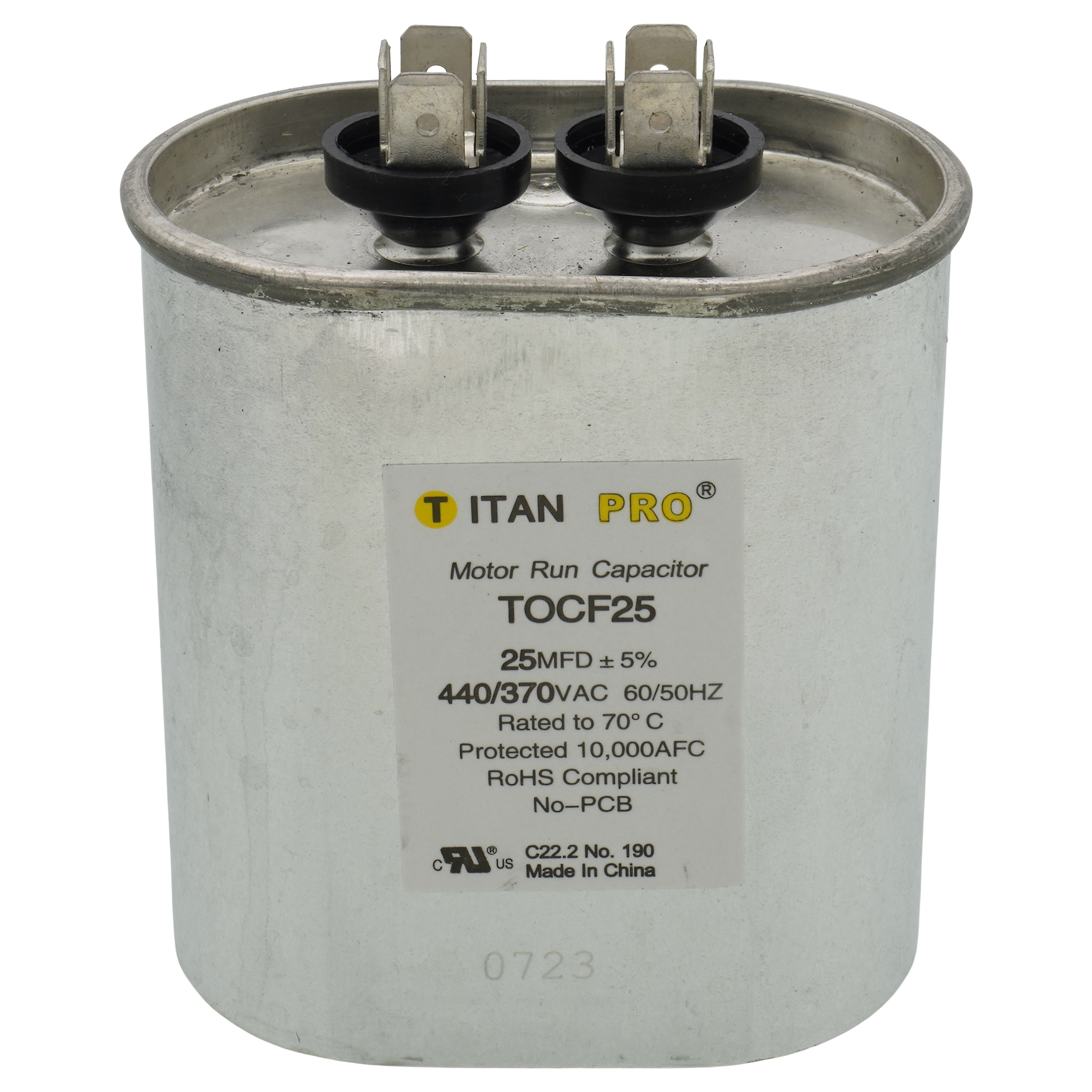 TOCF25 - Titan Pro TOCF25 - 25 MFD Oval Motor Run Capacitor (440/370V)