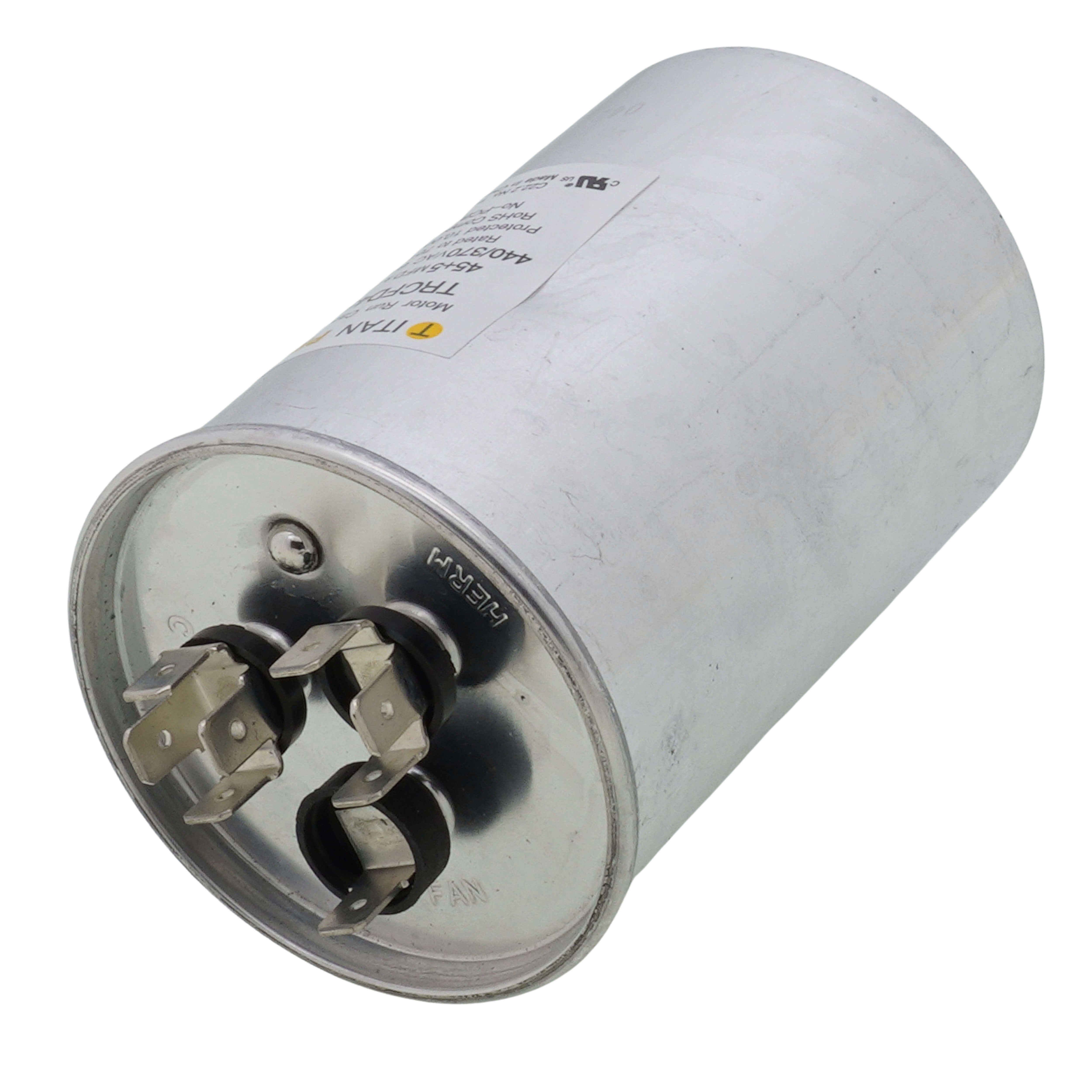 TitanPro TRCD505 HVAC Round Dual Run Capacitor - 50/5 MFD 370V For Air Conditioner & Heat Pump Motors
