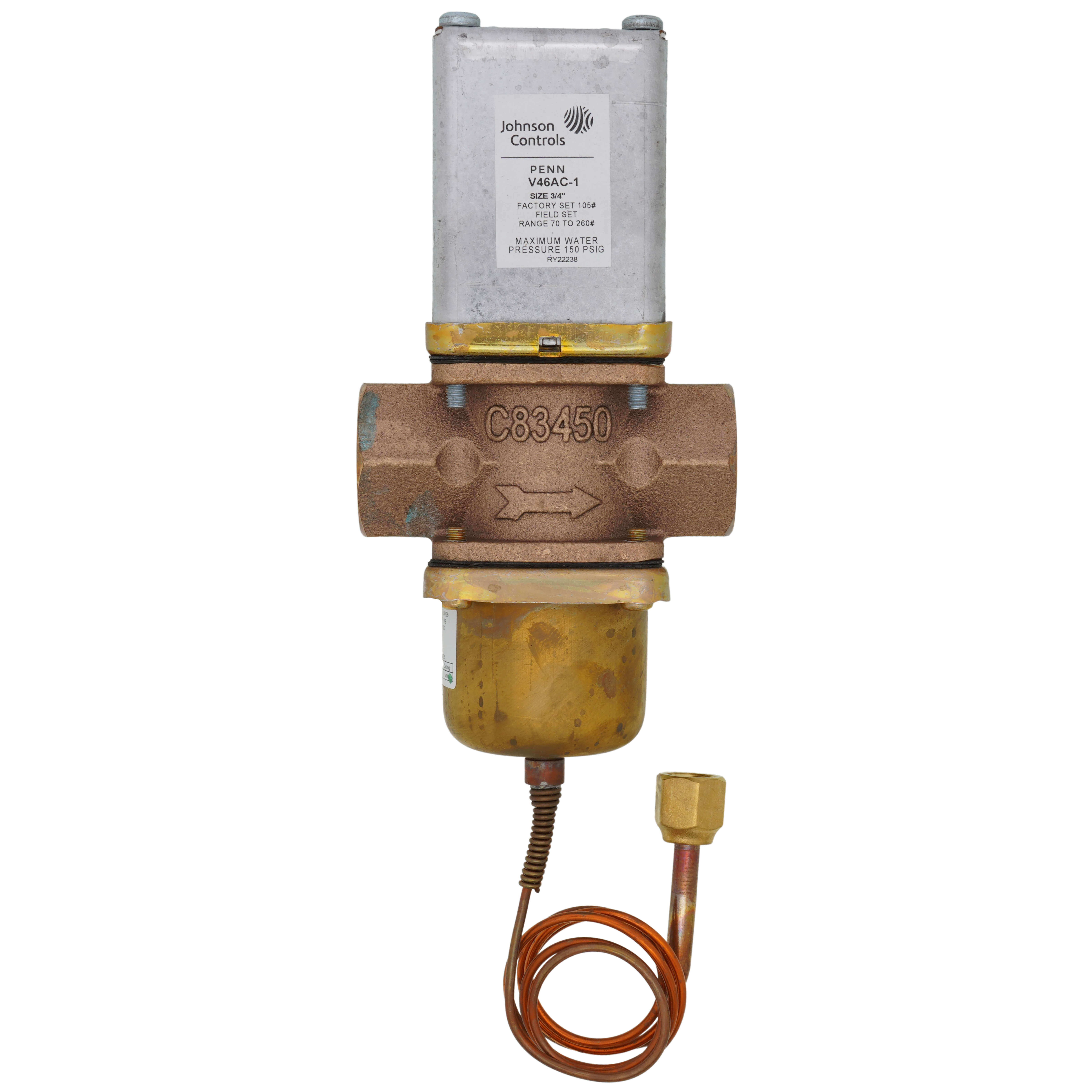 Valvola Acqua Johnson Controls V46AA-33 3/8 Di Pollice 150 PSIG Nuova Senza Scatola