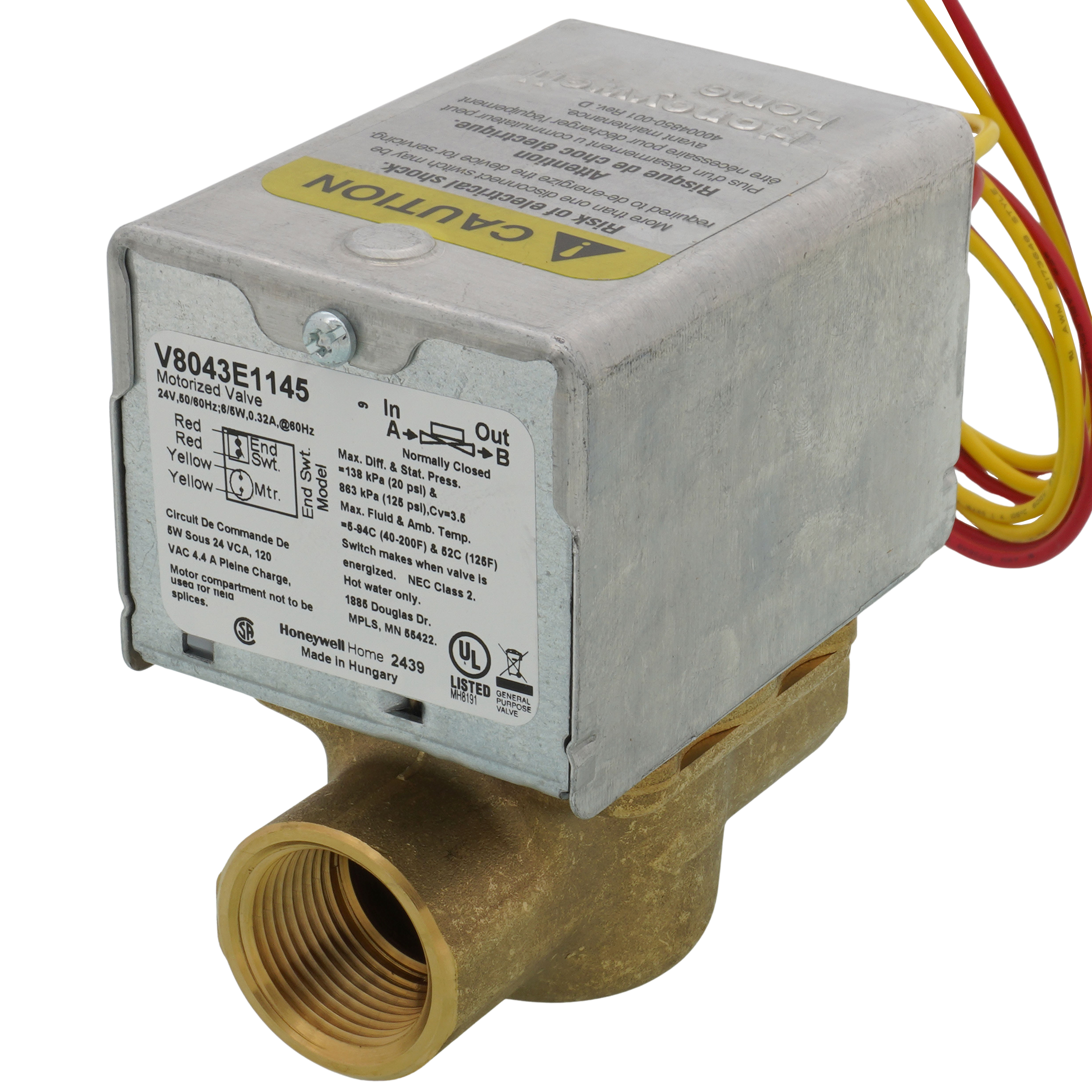 VALVE ELECTRONIC CV4004 2本 ① V8043E1145_HONEYWELLHOME_01_DE