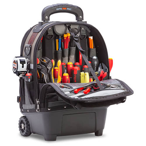 Veto Pro Pac TECH PAC WHEELER Large Wheeled Tool Backpack (VPP10221) – 48 Pockets, Waterproof Base