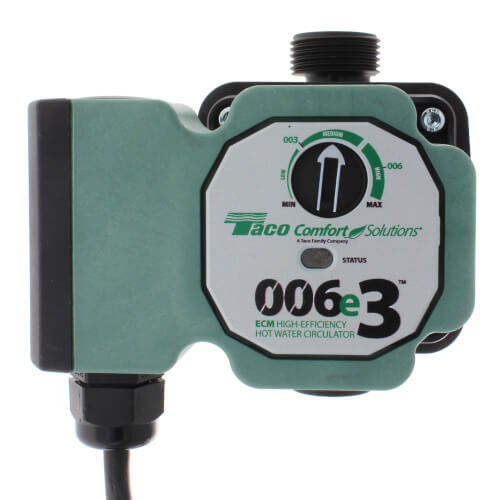 006E3LC - Taco 006E3LC - 006e3 ECM High-Efficiency Hot Water Circulation  Pump w/ 6 ft. Cord