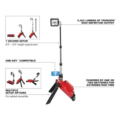 2120-20 - Milwaukee 2120-20 - M18 Rocket Dual Pack Tower Light w