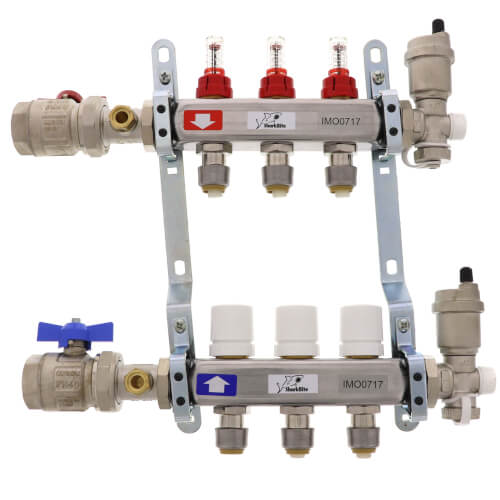 24930 - SharkBite 24930 - 3 Loop Stainless Steel Radiant Heat Manifold w/  1/2 Sharkbite Loops