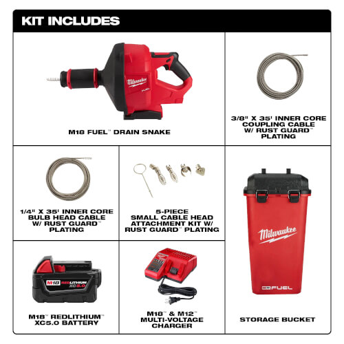 2772B-21XC - Milwaukee 2772B-21XC - M18 Fuel Drain Snake Kit w