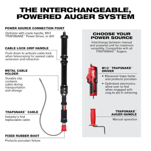 3574-21 - Milwaukee 3574-21 - M12 TRAPSNAKE 4' Urinal Auger