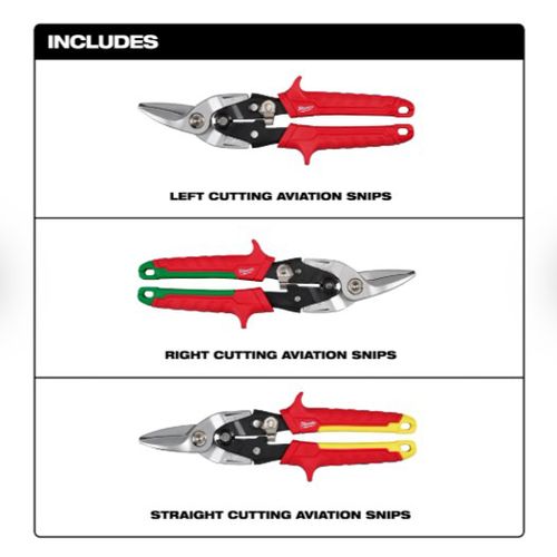 48-22-4563 - Milwaukee 48-22-4563 - 3 Piece Aviation Snip Set w