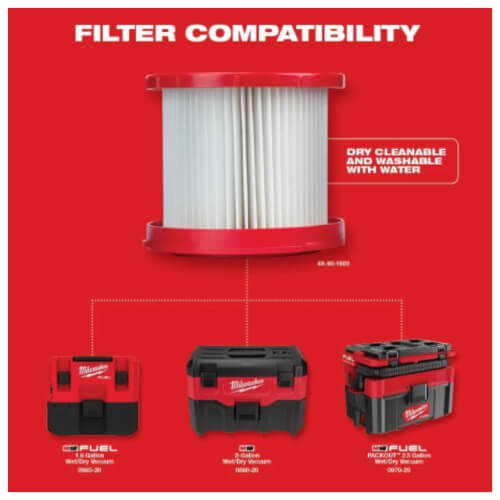 49-90-1900 - Milwaukee 49-90-1900 - Wet/Dry Vacuum HEPA Filter for