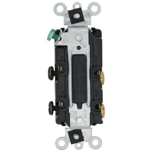 Leviton 5604-2E Rocker Switch Decora 4-Way 15 Amp 120/277 VAC Grounding Residential Grade Quickwire Push-In and Side Wired - Black Leviton 5604-2E Rocker Switch Decora 4-Way 15 Amp 120/277 VAC Grounding Residential Grade Quickwire Push-In and Side Wired - Black