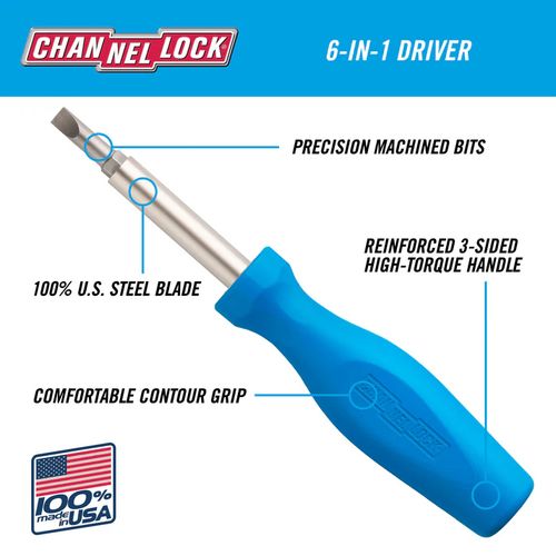 61H - Channellock 61H - 6-in-1 Professional Multi-Bit Screwdriver
