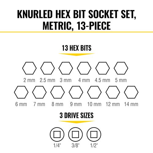 65213HEXM - Klein Tools 65213HEXM - 13 Piece Knurled Hex Bit