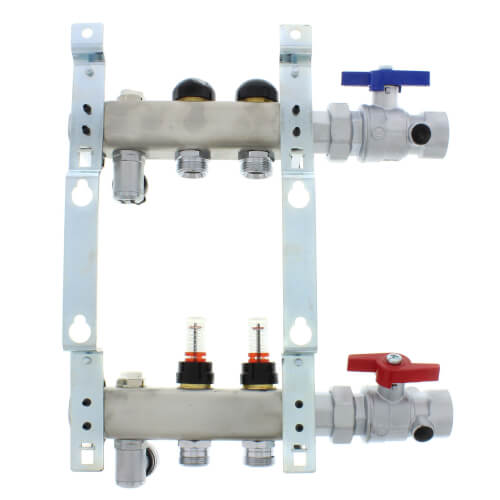 A2700202 - Uponor (Wirsbo) A2700202 - 2-Loop 1 Stainless Steel Radiant  Heat Manifold Assembly w/ Flow Meter