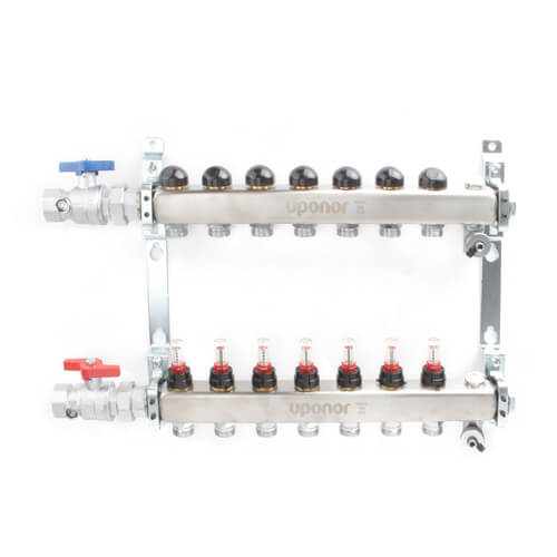 A2700702 - Uponor (Wirsbo) A2700702 - 7-Loop 1 Stainless Steel Radiant  Heat Manifold Assembly w/ Flow Meter