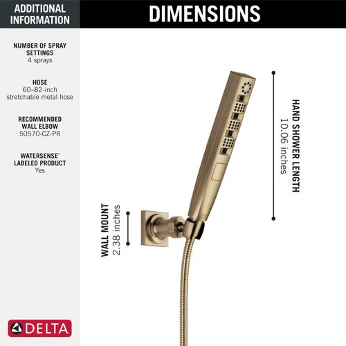 55140-CZ-PR - Delta 55140-CZ-PR - H2OKinetic Hand Shower 1.75 GPM
