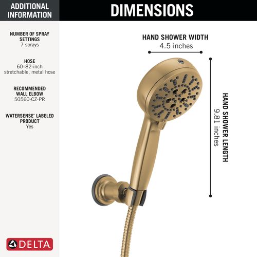 55884-CZ-PR - Delta 55884-CZ-PR - 7-Setting Wall Mount Hand Shower