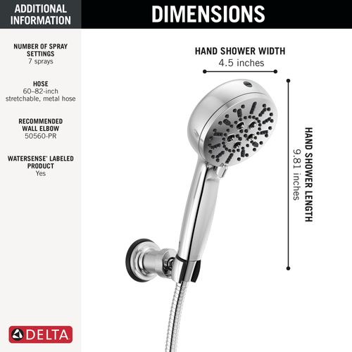 55884-PR - Delta 55884-PR - 7-Setting Wall Mount Hand Shower with