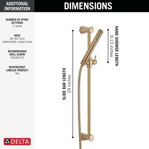 57085-CZ - Delta 57085-CZ - Grail Premium Single-Setting Slide Bar