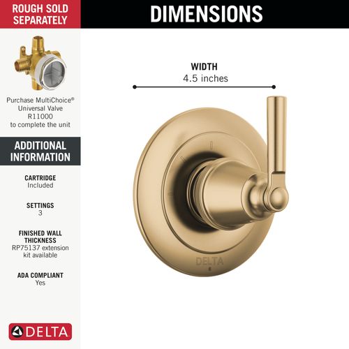 T11835-CZ - Delta T11835-CZ - Saylor 3-Setting 2-Port Diverter