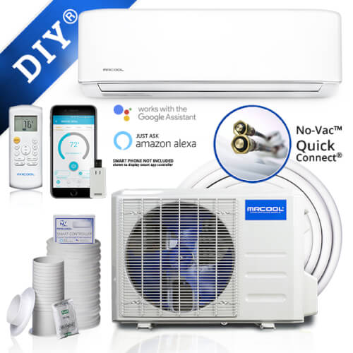 DIY-18-HP-230AE - MRCOOL DIY-18-HP-230AE - DIY 18,000 BTU Ductless Mini  Split AC and Heat Pump w/ Wireless-Enabled Smart Controller, Package (230V)