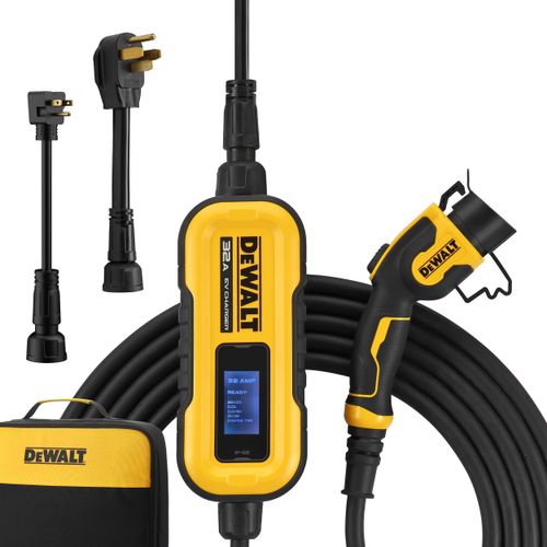 DeWalt Level-2 Portable Electric Vehicle EV Charger up to 32-Amp, 240-Volt AC 7.6 KW, 20 ft. Cable, Weatherproof