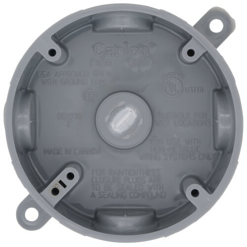 White Weatherproof Round T-Box – Non-Metallic, Non-Conductive, 1/2 Inch Knockouts, For Outdoor Lampholders & Junction Box Use