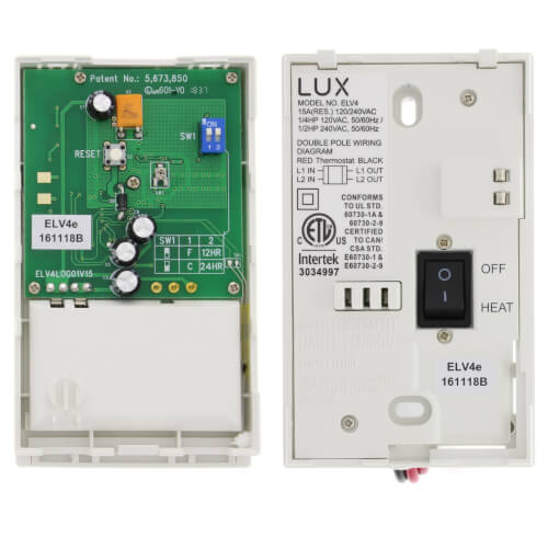 ELV4 - Lux ELV4 - 5-2 Day Programmable Single/Double Pole Line Voltage Heat  Only Thermostat