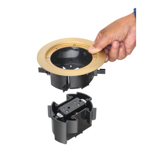 Arlington FLBR5420 Box Da Incasso A Pavimento Per Alimentazione E Dati – Con Presa 20A E Coperture (ottone/nero/nichel)