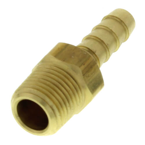 Brass Hose Barb Fitting - 3/16" Barb X 1/4" NPT (One Piece)