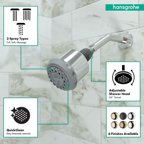 28496001 - Hansgrohe 28496001 - Clubmaster Showerhead 3-Jet, 2.5
