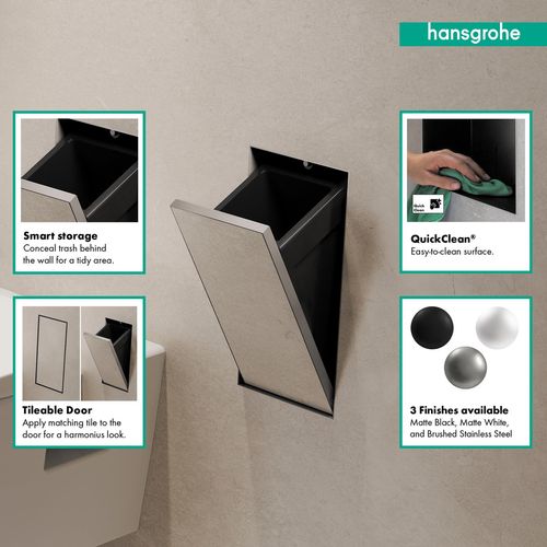 56063800 - Hansgrohe 56063800 - XtraStoris Rock Recessed Trash Bin