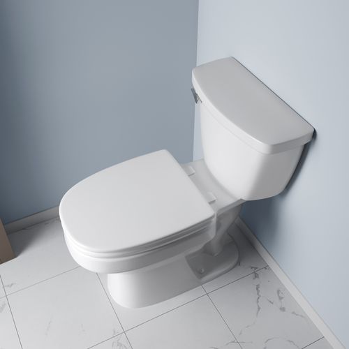 Elongated Slow-Close Toilet Seat With Adjustable Hinges And Easy Removal In Bone Molded Wood Standard Size Fit Ewtsb4