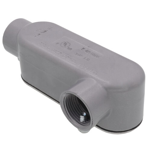 TayMac RLB075 Threaded LB Conduit Body, Die Cast Aluminum, Stamped Steel Cover, 3/4-Inch, Gray