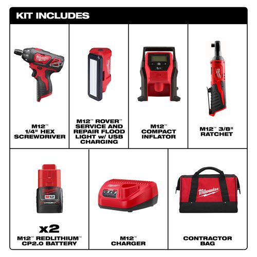 2492-24 - Milwaukee 2492-24 - M12 Screwdriver, Flood Light