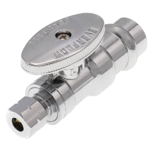 2 PCS 1/4 Turn Angle Stop Valve 3/8 OD Compression X 1/2 PEX Chrome Plated