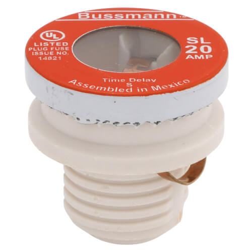 Bussmann BP/SL-15 15 Amp Time Delay Loaded Link Rejection Base Plug Fuse, 125V UL Listed