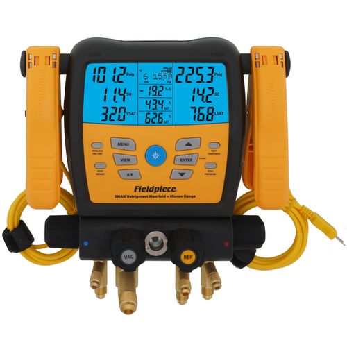 Fieldpiece SMAN Digital Manifold With Micron Gauge - HVAC Pro Tool For Refrigerant & Vacuum Monitoring