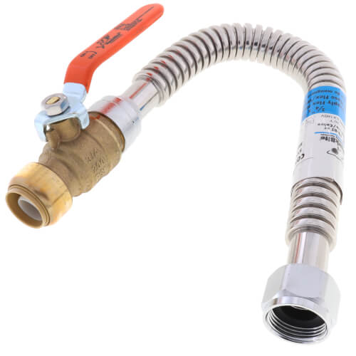 SS3088FLEX18BV - SharkBite SS3088FLEX18BV - 3/4 Sharkbite x 3/4 FIP  Corrugated Water Heater Connector w/ Ball Valve, Lead Free (18 Length)