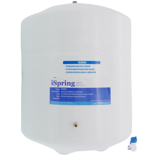 ISpring T55M 5.5 Gallon Residential Water Storage Tank – Pre-Pressurized For Reverse Osmosis Systems, 4.0 Gal Holding Capacity, Food-Grade