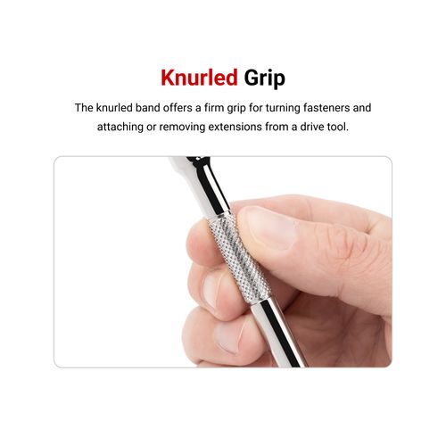 TEKTON 1/4" Drive Extension Set – 2-Piece (9" & 12") – Polished Chrome With Knurled Grip, Retaining Ball & Beveled Drive End