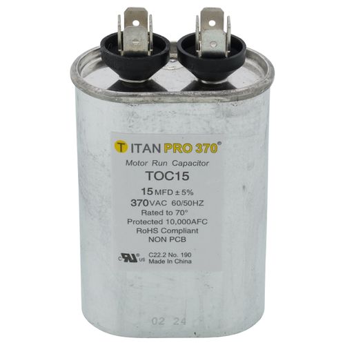 TOC15 - Titan Pro TOC15 - 15 MFD Oval Motor Run Capacitor (370V)