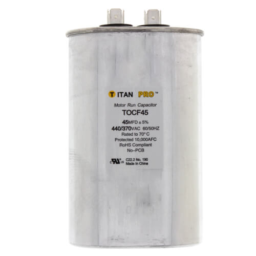 TitanPro TOCF4 HVAC Motor Run Oval Capacitor. 4 MFD/UF 440/370 Volts